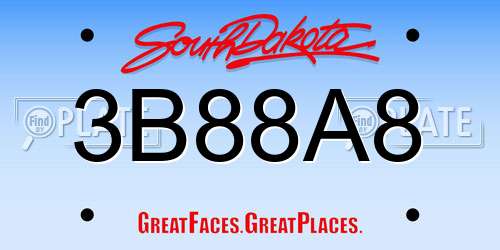 3B88A8 South Dakota License Plate