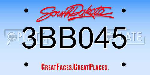 3BB045 South Dakota License Plate