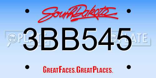 3BB545 South Dakota License Plate