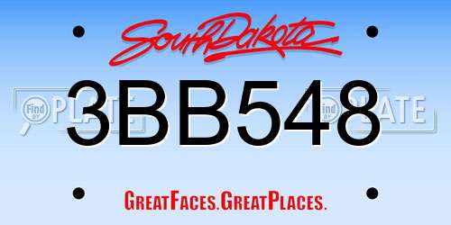 3BB548 South Dakota License Plate
