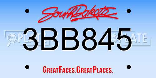 3BB845 South Dakota License Plate