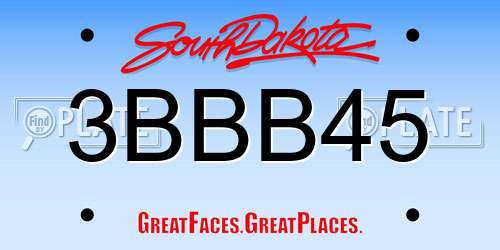 3BBB45 South Dakota License Plate