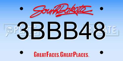 3BBB48 South Dakota License Plate