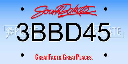3BBD45 South Dakota License Plate