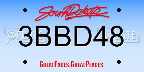 3BBD48 South Dakota License Plate