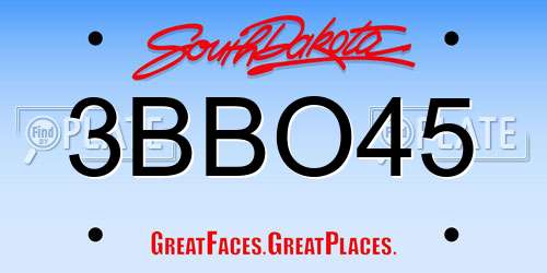 3BBO45 South Dakota License Plate