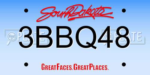 3BBQ48 South Dakota License Plate