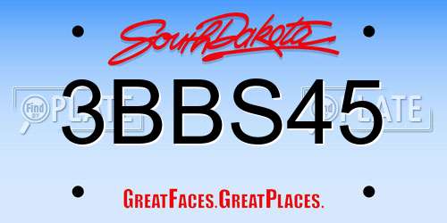 3BBS45 South Dakota License Plate