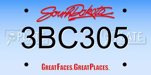 3BC305 South Dakota License Plate