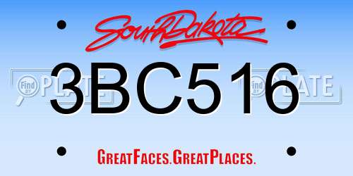 3BC516 South Dakota License Plate