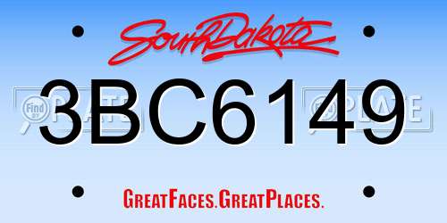 3BC6149 South Dakota License Plate