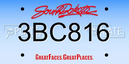 3BC816 South Dakota License Plate