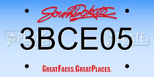 3BCE05 South Dakota License Plate