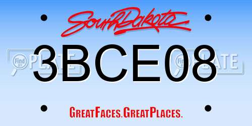 3BCE08 South Dakota License Plate