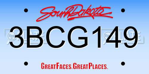 3BCG149 South Dakota License Plate