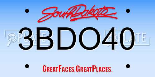3BDO40 South Dakota License Plate