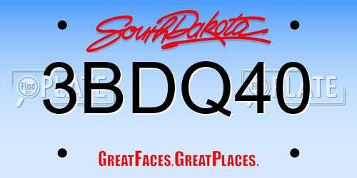 3BDQ40 South Dakota License Plate
