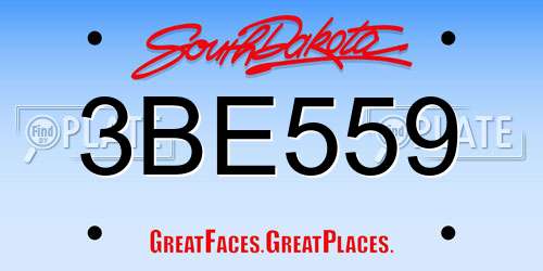 3BE559 South Dakota License Plate