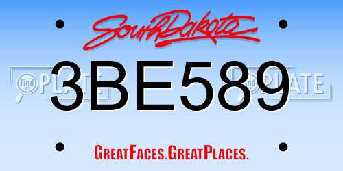 3BE589 South Dakota License Plate
