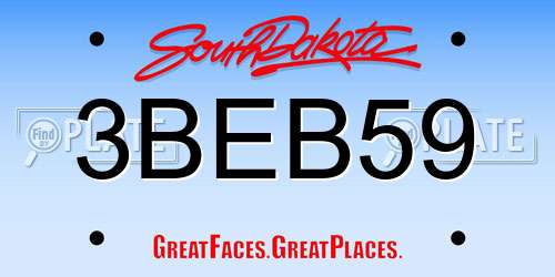 3BEB59 South Dakota License Plate