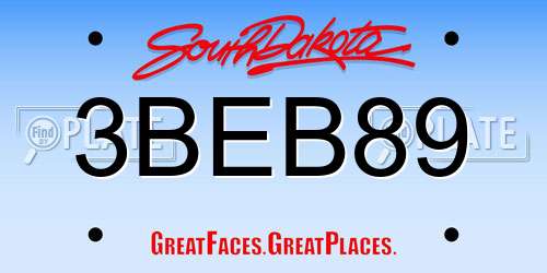 3BEB89 South Dakota License Plate