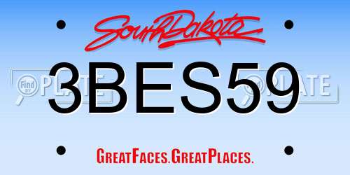 3BES59 South Dakota License Plate