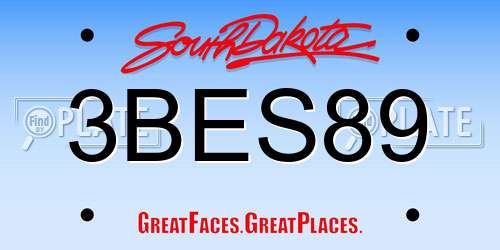 3BES89 South Dakota License Plate
