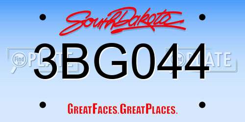 3BG044 South Dakota License Plate