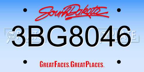 3BG8046 South Dakota License Plate