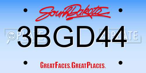 3BGD44 South Dakota License Plate