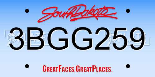 3BGG259 South Dakota License Plate
