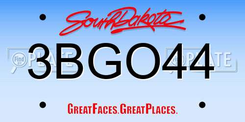 3BGO44 South Dakota License Plate