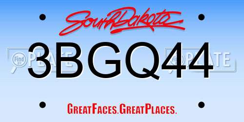 3BGQ44 South Dakota License Plate