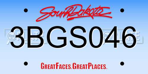 3BGS046 South Dakota License Plate