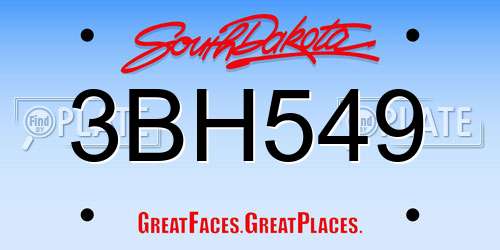 3BH549 South Dakota License Plate