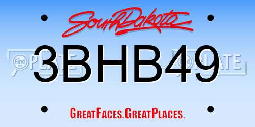 3BHB49 South Dakota License Plate