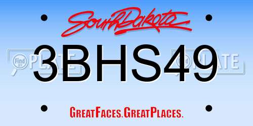3BHS49 South Dakota License Plate