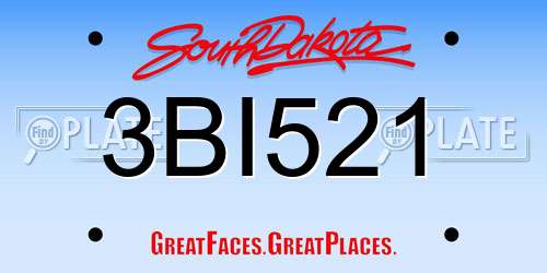 3BI521 South Dakota License Plate