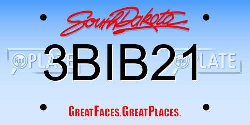 3BIB21 South Dakota License Plate