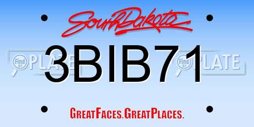 3BIB71 South Dakota License Plate
