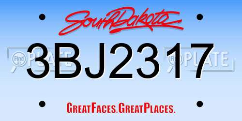 3BJ2317 South Dakota License Plate