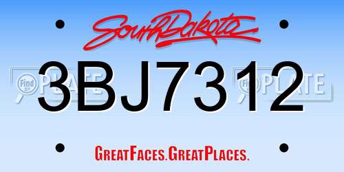 3BJ7312 South Dakota License Plate