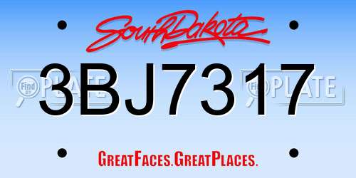 3BJ7317 South Dakota License Plate