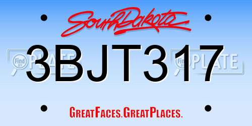 3BJT317 South Dakota License Plate