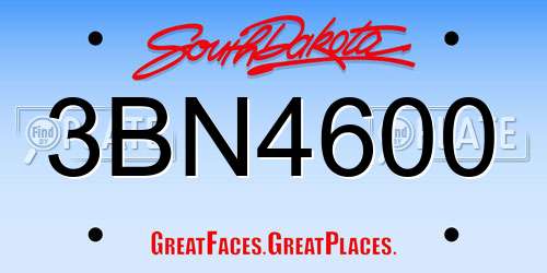 3BN4600 South Dakota License Plate