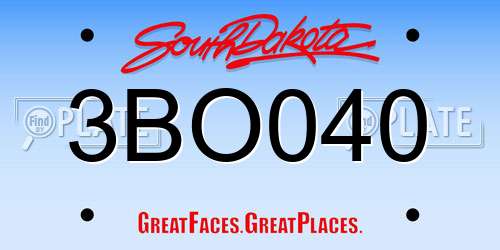 3BO040 South Dakota License Plate