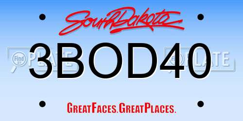 3BOD40 South Dakota License Plate