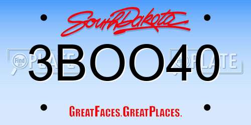 3BOO40 South Dakota License Plate