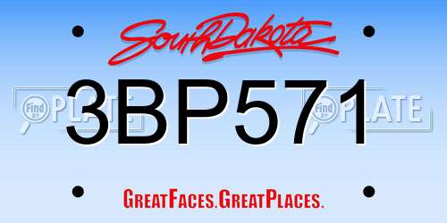 3BP571 South Dakota License Plate