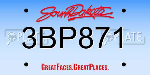 3BP871 South Dakota License Plate